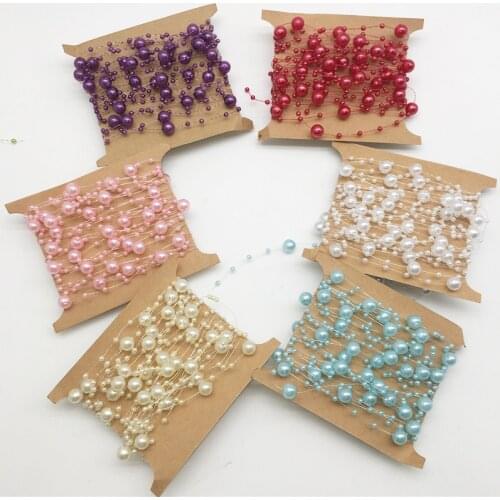 5 Meters/Lot Fishing Line Artificial Pearls Beads Chain Garland Flowers DIY Jewelry Accessories Wedding Christmas Party Deco