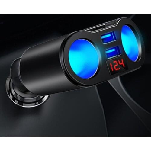 50% Hot Sales 5V 3.1A Dual USB Ports 3 Cigaretted Lighter Socketsed Voltage Display Car Charger
