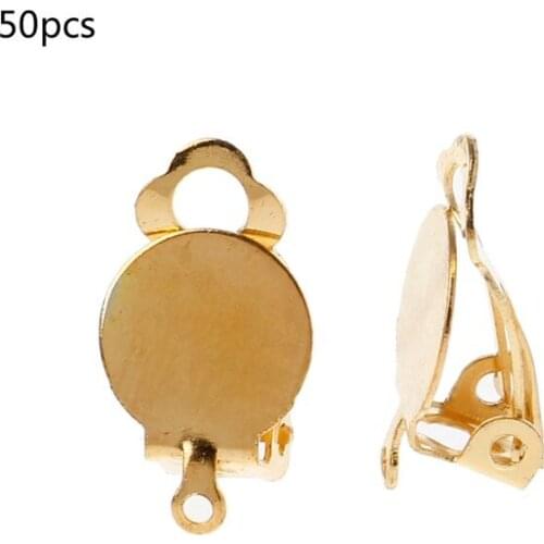 50Pcs Flat Round Tray Clip-on Earring Converter DIY Earring Pierced into Clip on E56A