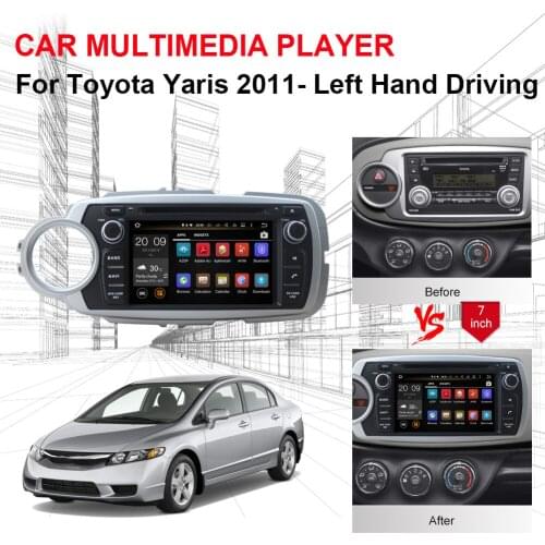 Android 8.0 Octa Core 4GB RAM Car Radio Stereo DVD Multimedia Player For Toyota Yaris 2011- Left Hand Driving GPS Navigation