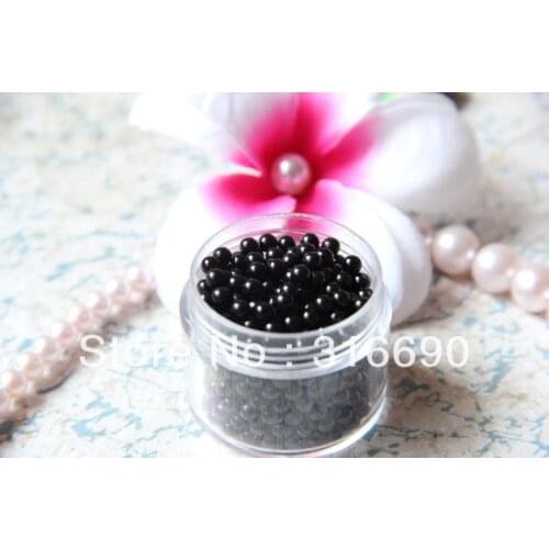 Free shipment, high quality 4mm black pearl bead sphere shape no hole for garnish