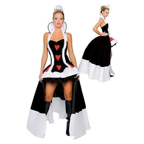 Free shipping Ladies Queen of Hearts Fancy Dress Costume Alice in Wonderland Fancy Costumes