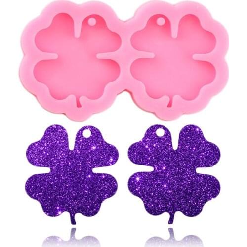 Shiny Glossy Leaf Shape Keychain Silicone Mold DIY Handmade Eardrop Epoxy Resin Molds Polymer Clay Pendant Jewelry Charms Moulds