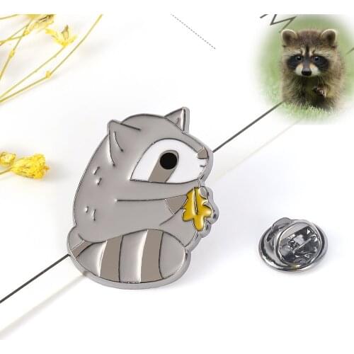 Cartoon cute Raccoon Animal Enamel Pin and Brooches for Women men Funny lapel Pins Backpack Bag clothing Accessories jewelry