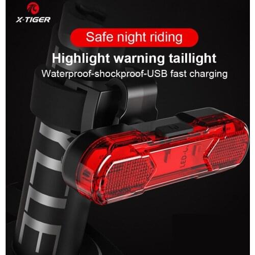 X-TIGER Bicycle Rear Light Waterproof MTB Bicycle Light USB Charge LED Bicycle Taillight Flash Tail Safety Bike Warning Light