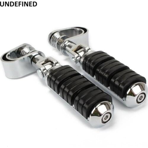 Chrome Footpeg 1-1/4" 32mm Highway Engine Crash Bar Guard Foot Pegs Clamps Kit For Harley Indian Honda Suzuki Yamaha Kawasaki