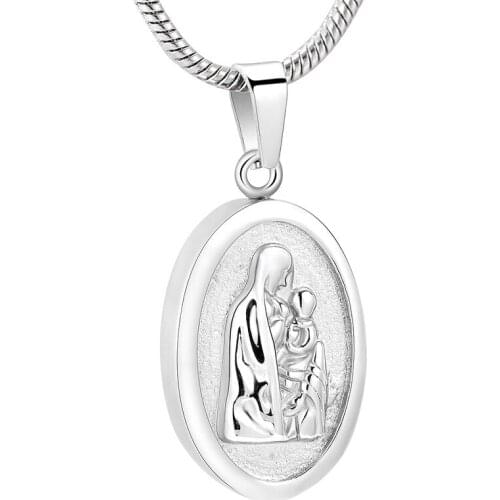 IJD10724 Stainless Steel Cremation Mother and Kid Keepsake Pendant for Ashes Urn Memorial Souvenir Necklace Jewelry