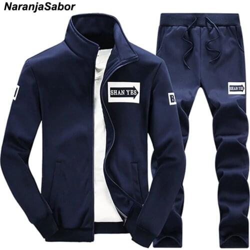 NaranjaSabor 2020 Spring Autumn Mens Clothing Sets Male Clothing Suit Casual Sweatshirts Pant Men Brand Clothing Sportswear 4XL