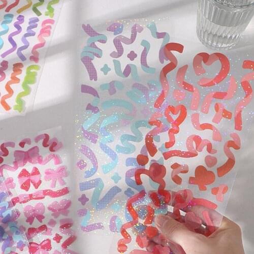 Colorful Ribbon Decorative PVC Stickers Scrapbooking Sticker Diary Label Diy Stationery Album Stick Accessories C3N1