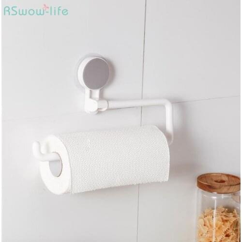 Creative Bathroom Paste Type White Multi-Functional Rotary Shelf Towel Rack Roll Paper Holder Kitchen Utensils Dual-Purpose Tool