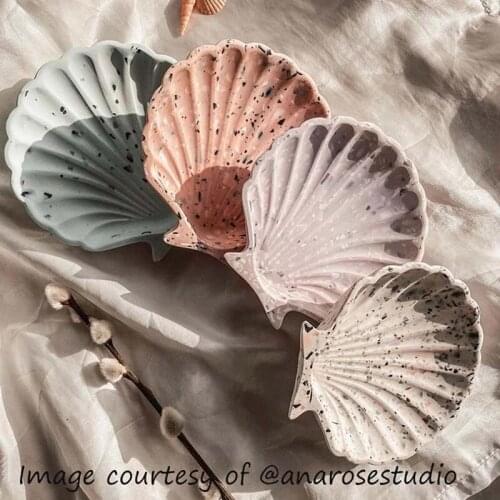 Concrete Silicone Mold Shell Shape Creative Design Jewelry Storage Scallop Glue Tray Clay Mould
