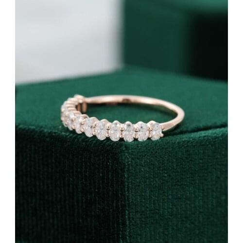 Milangirl Thin Ladies Ring Simple Geometric Oval Paved Half Circle Zircon Female Ring Three Colors Optional Factory Direct Sales
