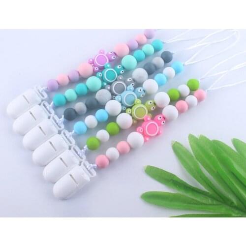 Cute Cartoon Little Turtle Infant Silicone Nipple Clip Baby Grinding Teeth Molar Chain Drop-Preventing Pacifier Chain BPA Free