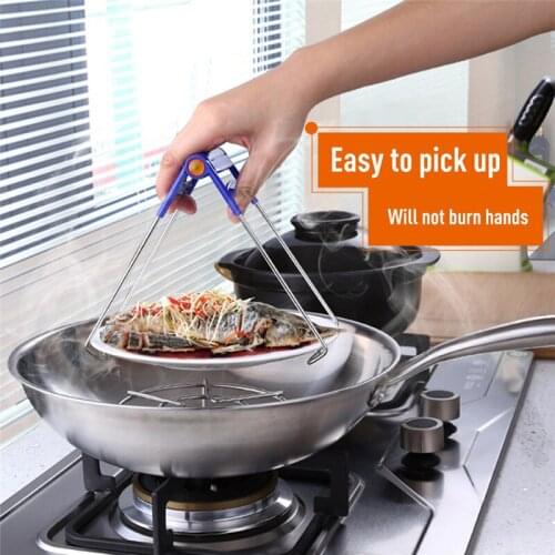 Multi-Function Anti-scalding Clip Disk Holders Stainless steel Spoon Holder Household Kitchen Take-up Artifact Take Tray Clip
