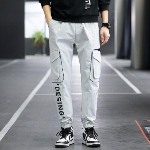 Mens Casual Pants Men 2021 Spring New Grey Plus Size Joggers Trousers Solid Color Street Wear Sports Pants Trousers For Men