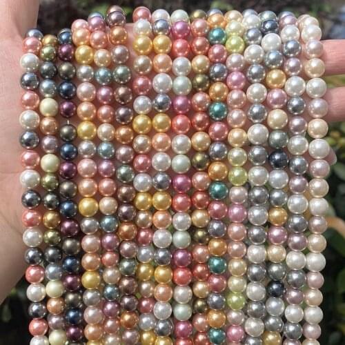 Natural Colourful Shell Pearls Loose Spacer Beads For Jewelry Making DIY Bracelet Necklace Handmade 6/8/10/12mm