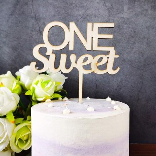 ONE Sweet Happy Birthday party color wood Cake Topper,Baby Birthday Cake Topper,Boy/Girl First Birthday topper decor Supplies