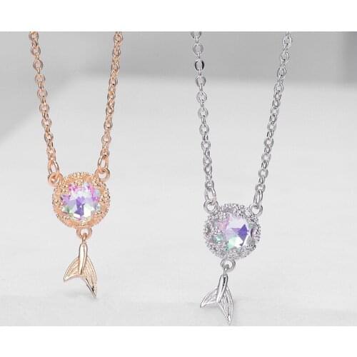Luoluoyi Mermaid Tail Charm Pendant Choker Necklace For Girl Women Statement Wedding Jewelry