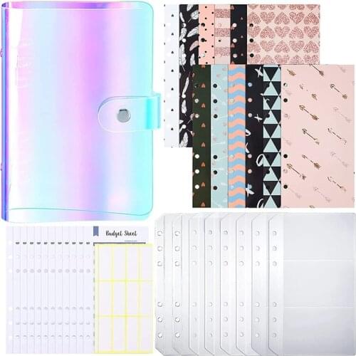 A6 PVC Notebook Binder Cover A6 Size 6 Holes Binder Folders Budget Planner Organizer, Expense Budget Sheets