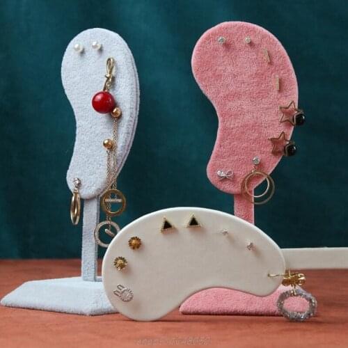 Fashion Ear Shaped Earring Display Stand Microfiber Earring Holder Ear Clip Stud Jewelry Display Organizer Stand J07 21 Dropship
