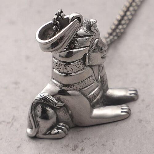 Sphinx Pendant Mens Domineering Titanium Steel Lion Vintage Accessories