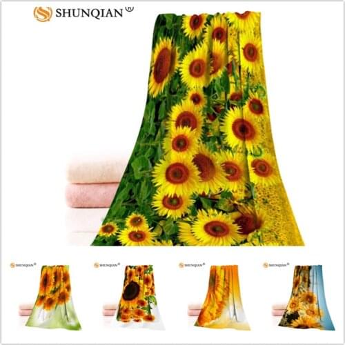Custom sunflower 35x75cm Face Towels Facecloth Microfiber Washcloth Quick drying Sports Towel