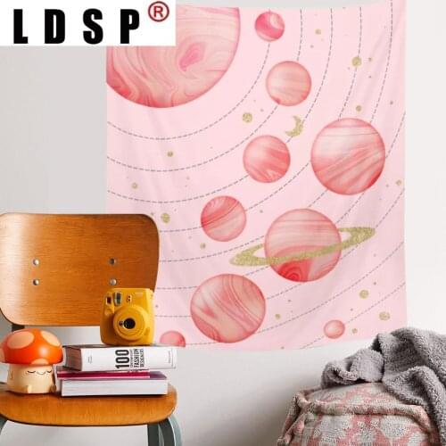 LDSP Pink Solar System Tapestry Wall Hanging Carpet Beach Towel Background Cloth Blanket Yoga Mats Art Bedroom Dorm Home Decor