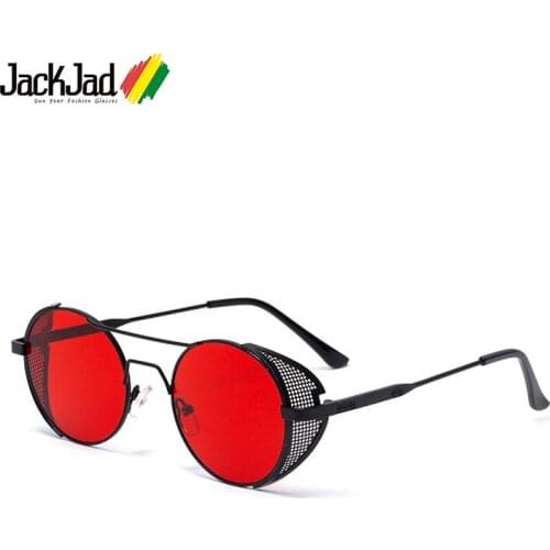 JackJad 2020 Fashion Cool SteamPunk Style Round Sunglasses Metal Mesh Side Shield Brand Design Sun Glasses Oculos De Sol 1901