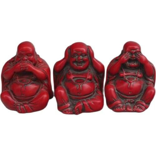 Old Zhong Red Coral Three Buddha Not To See That Home Furnishing Living Room Decoration Decoration