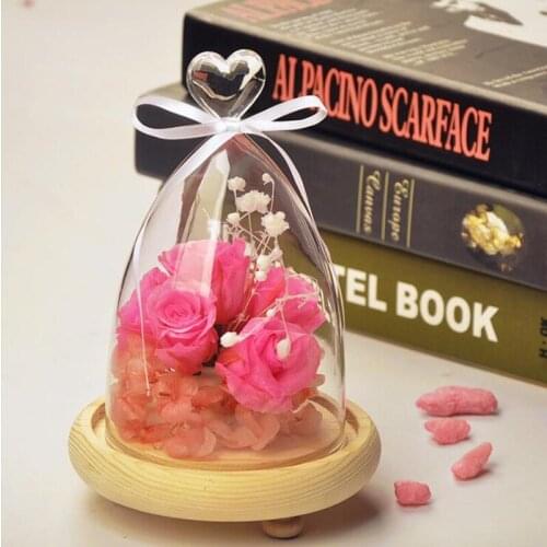 Free Shipping 18sets/pack Heart Top Glass Dome Vase Home Decoration Glass Cover Wedding Decoration Friend Gift Glass Vase