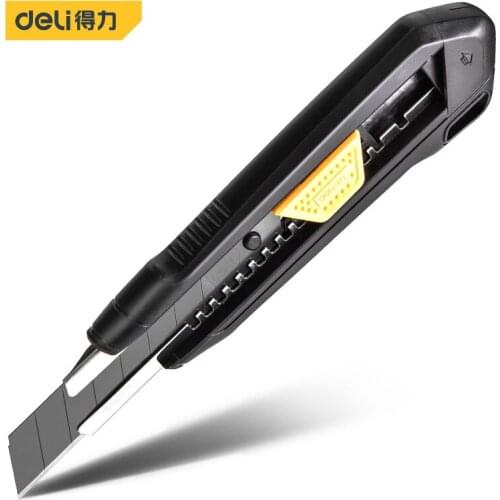 Deli DL018 Utility Knife With Plastic Handle SK4 Blade Plastic Handle Shell Electrician Tools Office Tools Auto Lock Function