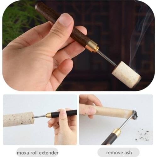 Moxa Roll Extender Awl Moxa Cone Roller Accupuncture Moxibustion Therapy Burner Device Ignite Tool Mugwort Moxa Roller Stick