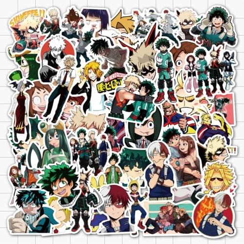 VANMAXX New 50 PCS My Hero Academia Cartoon Anime Stickers Waterproof PVC Decal for Laptop Helmet Bicycle Luggage Phone Case Car