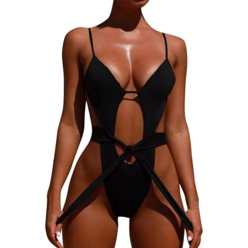 Womens Fashion Solid Color Sexy 1 -piece Swimsuit Swimsuit Beachwear Bikini Women Plus Size Bikini Set Swimwear Push-Up Padded