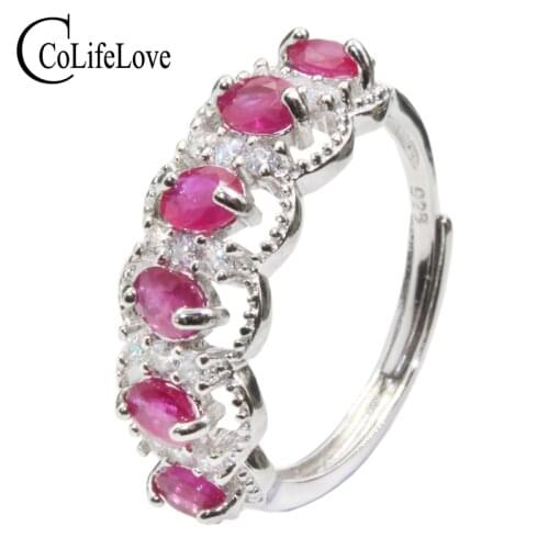 CoLife Jewelry 925 silver ruby ring for woman 6pcs natural ruby silver ring sterling silver ruby jewelry romantic gift for wife