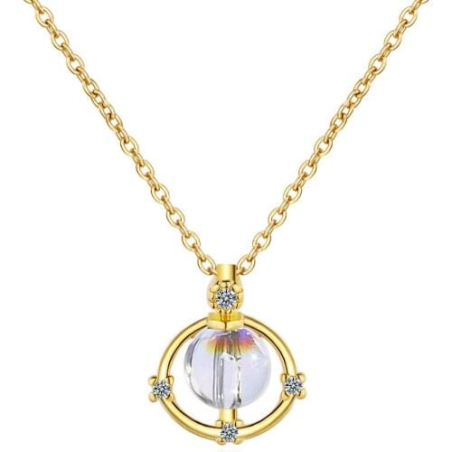 Fantastic Universe Planet Star Pendant Necklace Silver Color Moonstone Necklace Jewelry Women