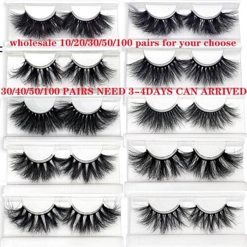 10-100 Pairs Eyelashes Bulk Whole Sale 25 Mm Fluffy 6d Mink Lashes Natural Long Messy False Lashes Makeup Hand Made Eye Lashes