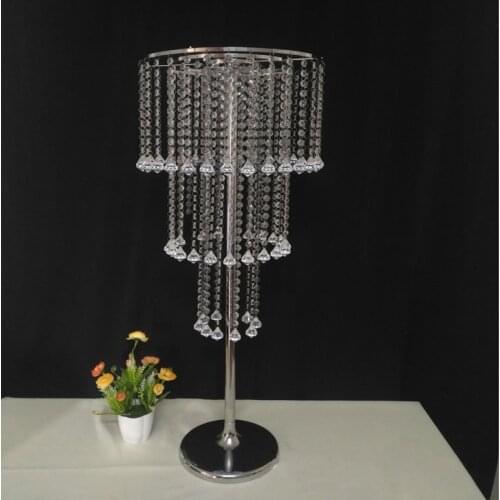 10Pcs Acrylic Crystal Wedding Centerpiece Gold Silver Metal Flower Ball Holder Vase Stand Crystal Candlestick Party Decoration
