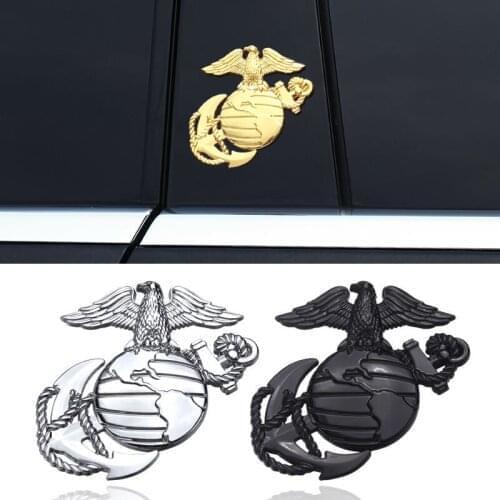 10x Car sticker World Marine Insignia 3D metal insignia Eagle gun metal chrome veteran outdoor military auto parts