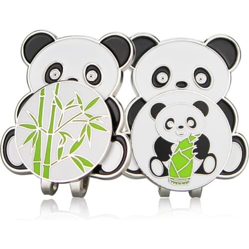 2 Pcs/Lot Golf Ball Mark plus Golf Hat Clip , Chinese Panda Style Golf Ball Marker Magnetic Golf Visor Clip