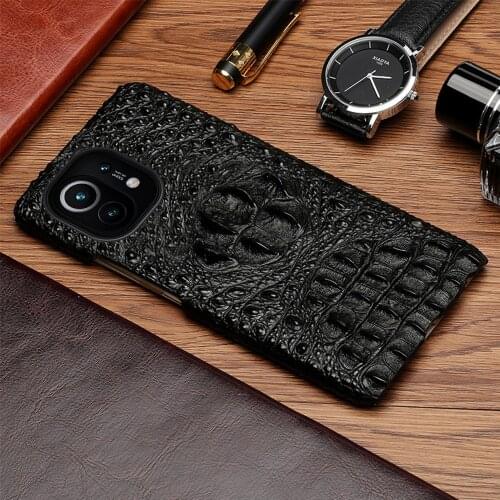 Genuine Leather Case For Xiaomi Mi 11 Lite Case Shockproof Crocodile Mi 11 Ultra Cover Cowhide Coque For Xiaomi Mi 10 Pro Funda