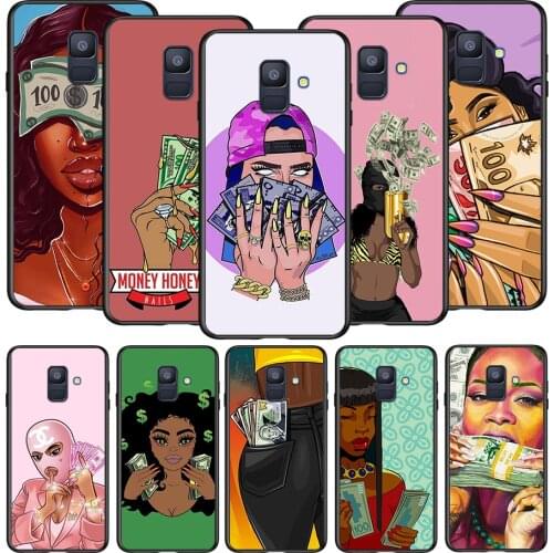 Afro Girls Black Women Art For Samsung Galaxy A8 A9 A7 A750 A6 A5 A3 A6S A8S Star Plus 2016 2017 2018 Black Soft Phone Case