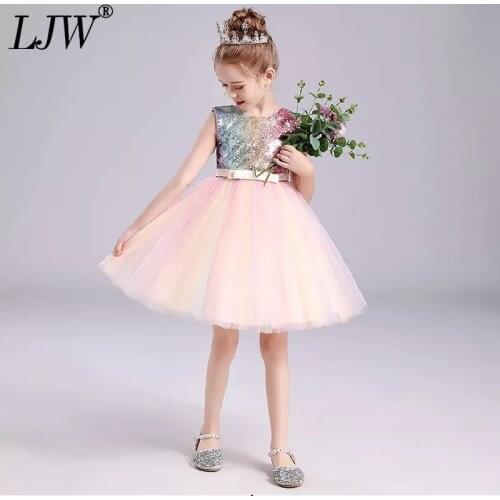 Girl children summer lace mesh dress princess skirt girl bow a word dress skirt