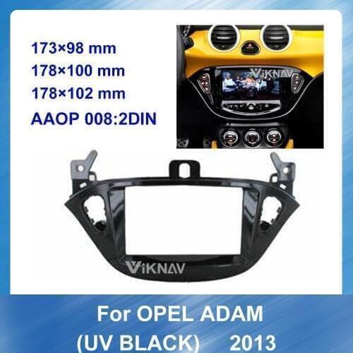 For Opel ADAM 2013 2 Din Radio Fascia Stereo Dash Kit Panel Trim UV Black Car refitting DVD frame GREY Bezel DARK