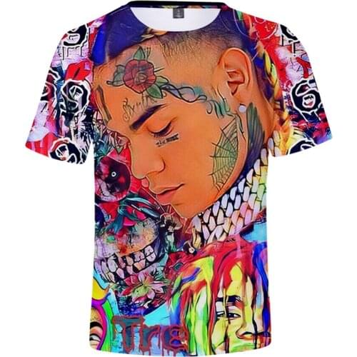 6IX9INE 3D Printed T-shirt Autumn And Summer Men Women Fashion Comfortable Shirts Rapper Cool Harajuku Casual Short Sleeve Tops