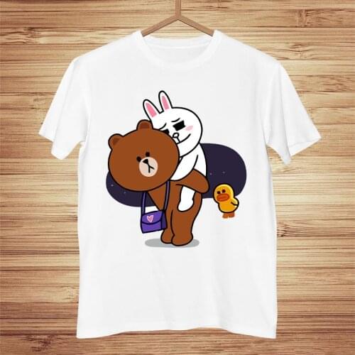Line Town Brown Cony Mens Woman T-shirts cotton graphic t shirts Summer Short sleeve tee anime tshirt womens t-shirt 2021 Tops