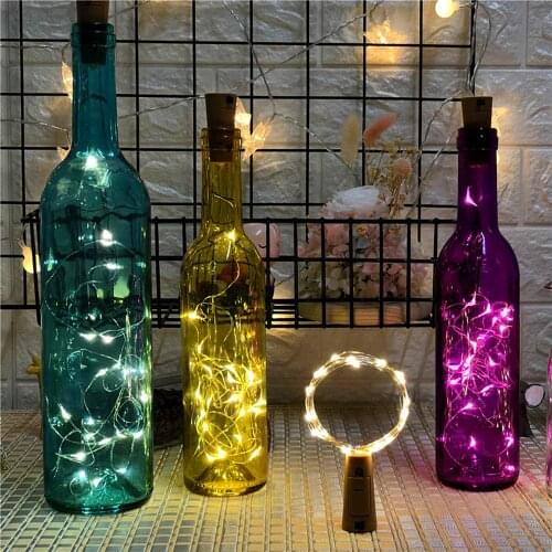 2M 20LEDs Copper Wire String Light Battery Operated Wine Bottle Stopper Waterproof DIY Cork LED Lights for Christmas Decorative