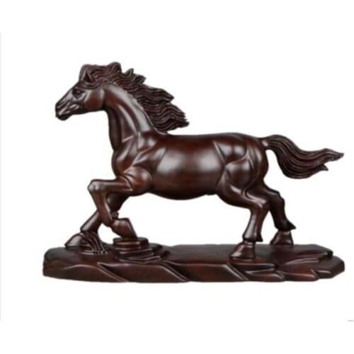 Rosewood ebony An ebony carved horse galloping horse takes lead Home living room office decoration to attract animals