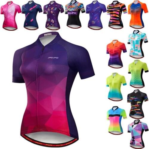 JPOJPO 2021 Cycling Jersey Women Short Sleeve Pro Team Cycling Clothing Summer MTB Bike Jersey Tops Anti-UV Ladies Bicycle Shirt