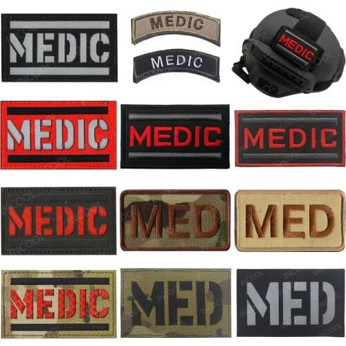 MEDIC MED IR Reflective Patches Laser Cut Tactical Military Embroidered Patches EMT Emblem Fabric Embroidery Badges Glow In Dark